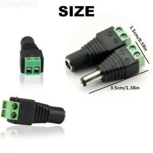 12V DC Power Connector 5.5mm X 2.1mm, 10 Male + 10 Female，Power Jack Adapter For Led Strip CCTV Security Camera Cable Wire Ends Plug