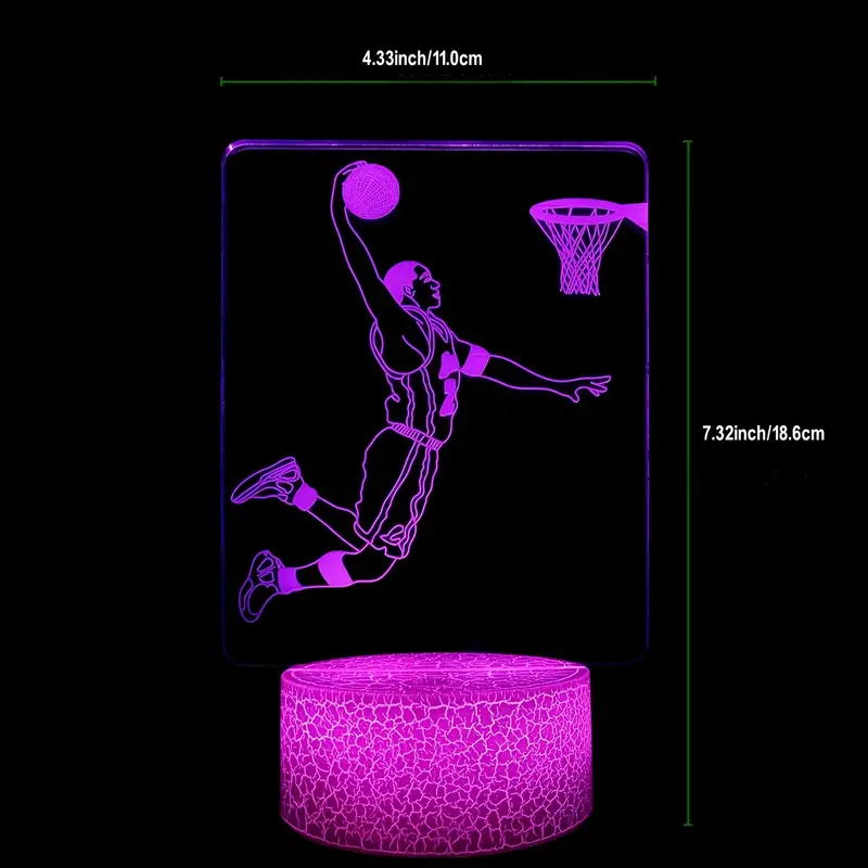 3D Basketball Night Light, Creative Optical Illusion LED Table Lamp With Remote & Touch Control 3 3D Basketball Night Light, Creative Optical Illusion LED Table Lamp With Remote & Touch Control - Image 3