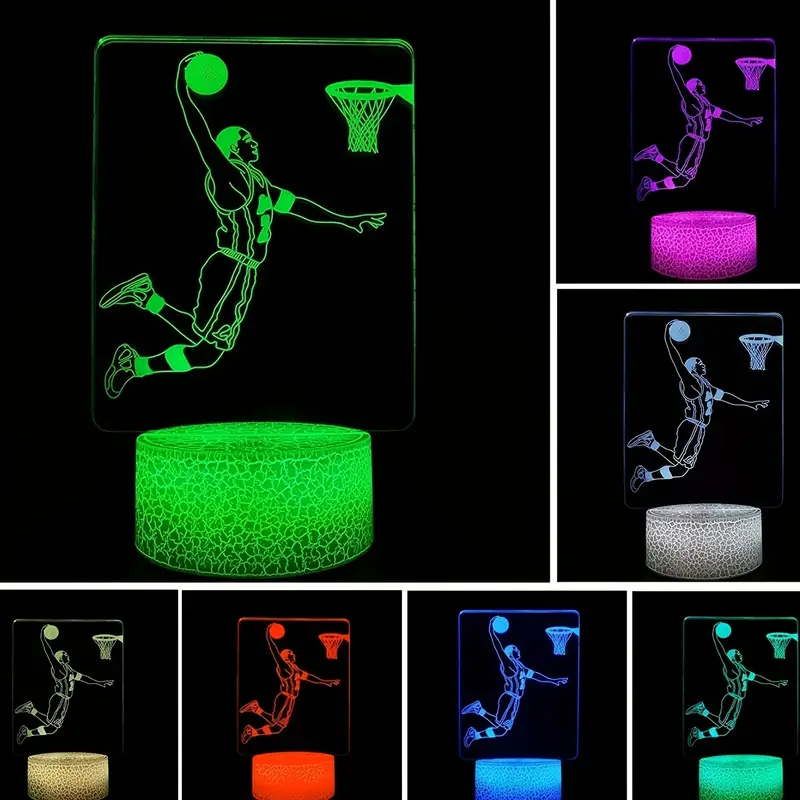 3D Basketball Night Light, Creative Optical Illusion LED Table Lamp With Remote & Touch Control 4 3D Basketball Night Light, Creative Optical Illusion LED Table Lamp With Remote & Touch Control, 16-Color Changing Ambient Light For Bedroom Festival Home Bedside Decor, Holiday Gift Birthday Gift For Girls