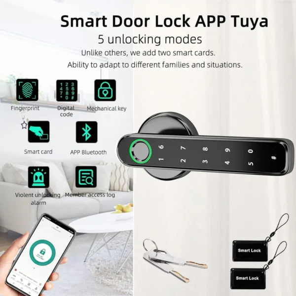 Realtime Secure Smart Biometric Fingerprint Password Wi-fi Door Lock ...